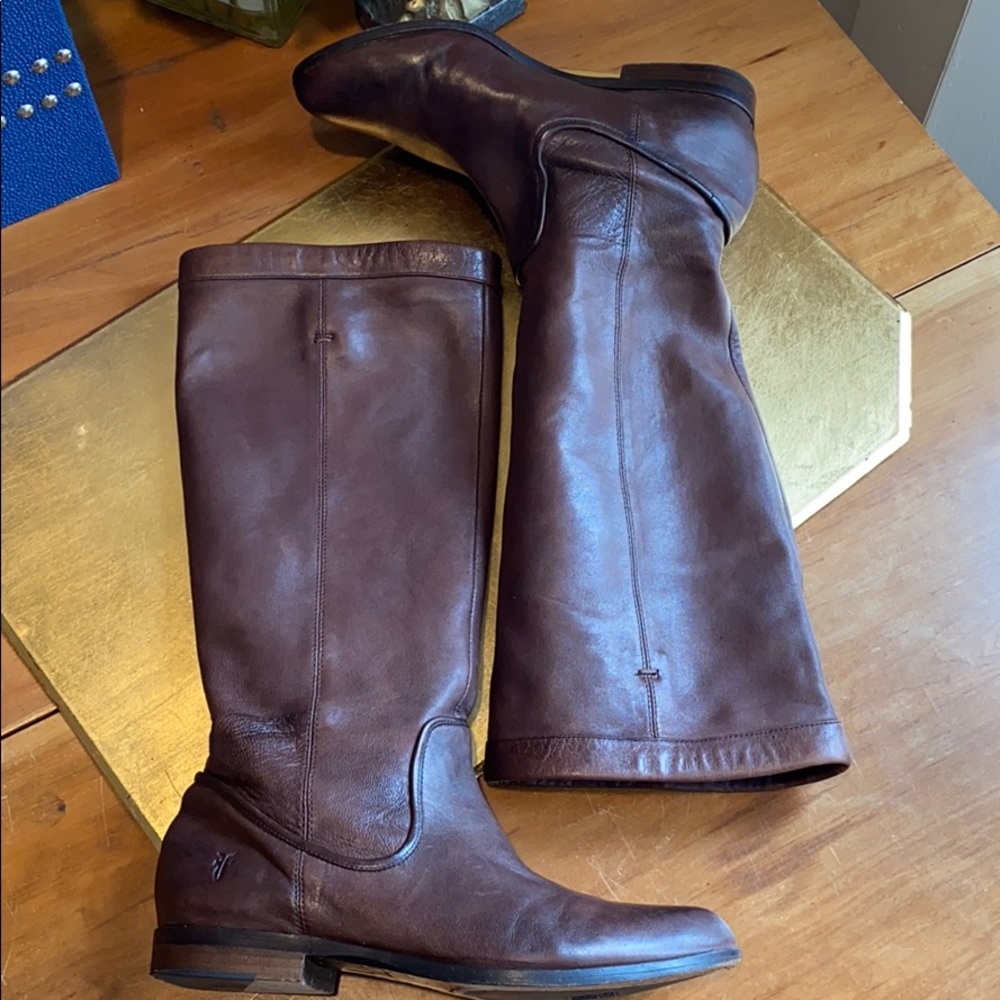 RARE! Frye Cindy Slouch Boots in Brown Leather